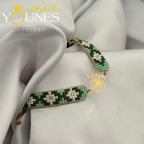 دستبند بند میوکی طرح برگ طلا